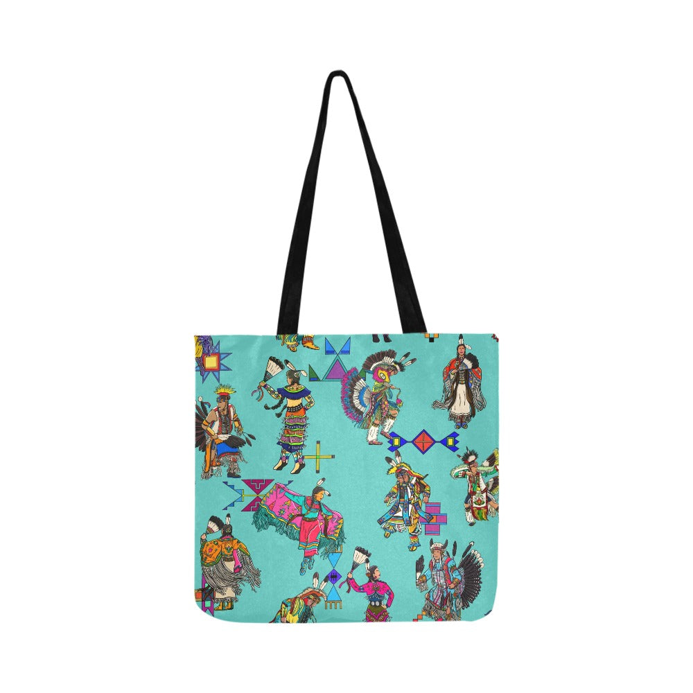 Grand Entry Dancers Eggshell Blue Reusable Shopping Bag