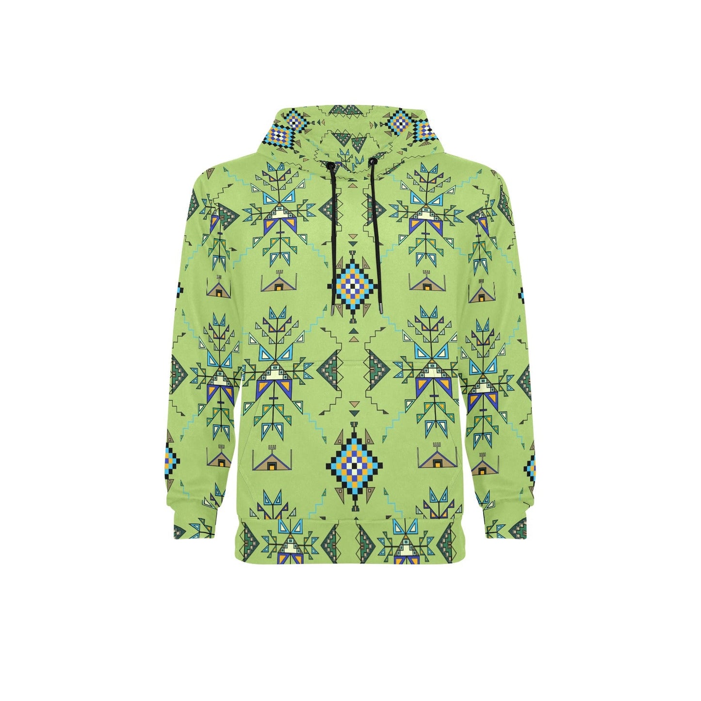 Bear Shield Green Men's Long Sleeve Fleece Hoodie