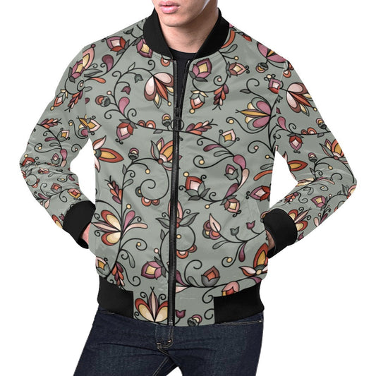 Burnt Sky Petals Green Bomber Jacket for Men
