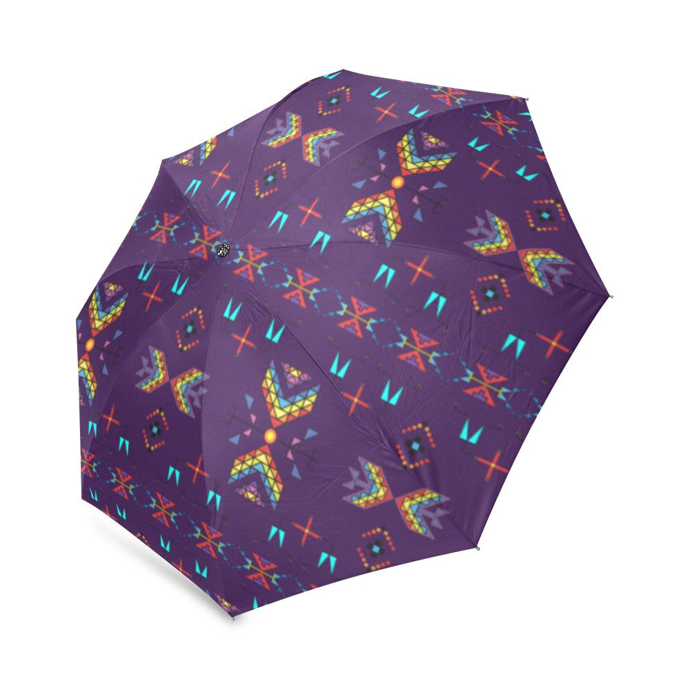 Rainy Chief Rainbow Dark Purple Foldable Umbrella