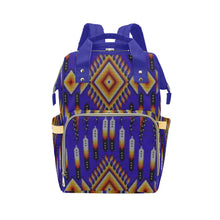 Load image into Gallery viewer, Fire Feather Blue Multi-Function Diaper Backpack/Diaper Bag
