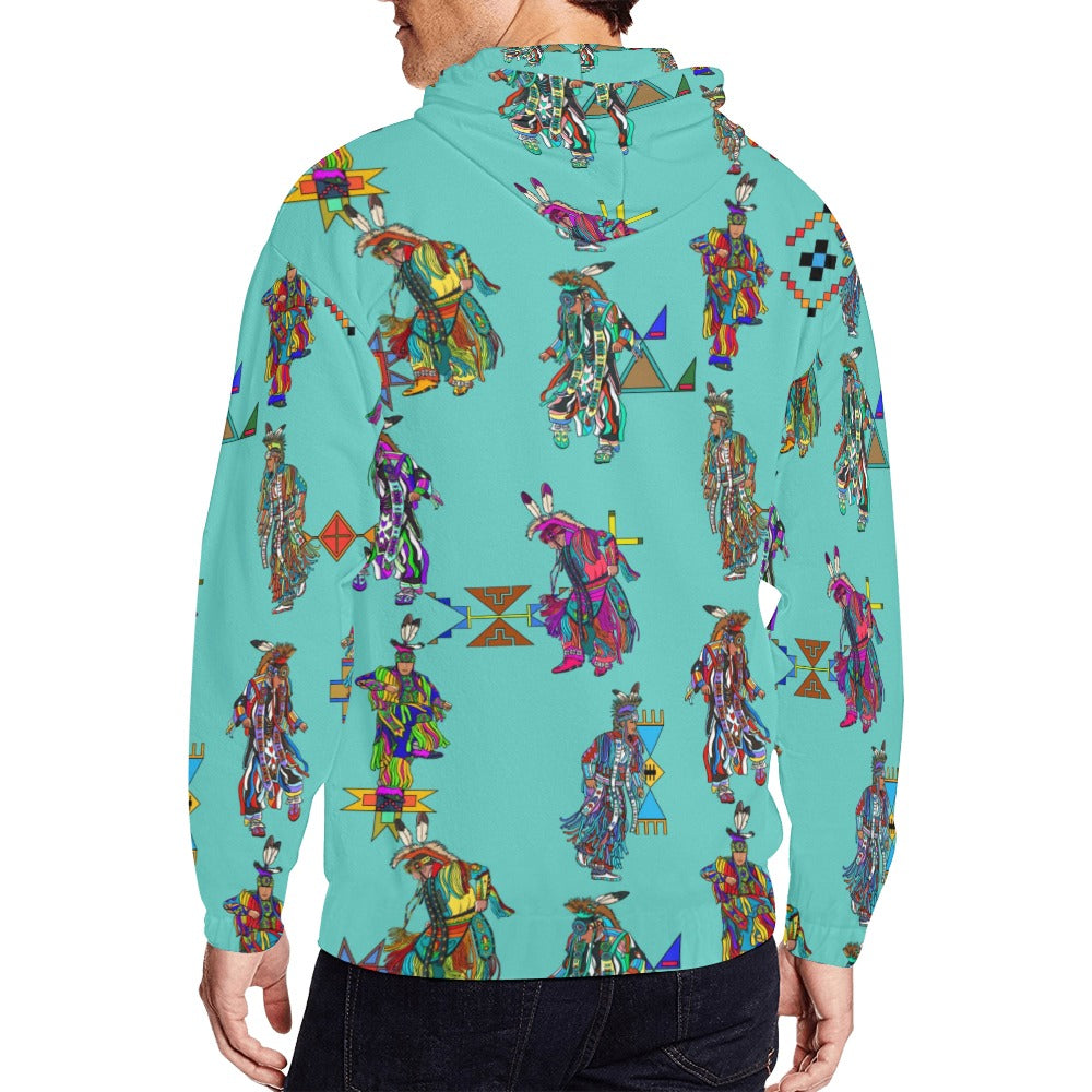 Men's Grass Dancers Eggshell Blue Men's Zipper Hoodie