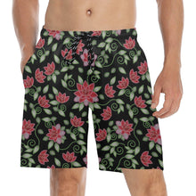 Load image into Gallery viewer, Red Beaded Rose Men&#39;s Mid-Length Beach Shorts
