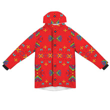 Load image into Gallery viewer, Rainy Chief Rainbow Red Unisex Sherpa Lined Hooded Coat
