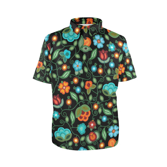 Prairie Fire Petals Black Polo Shirt