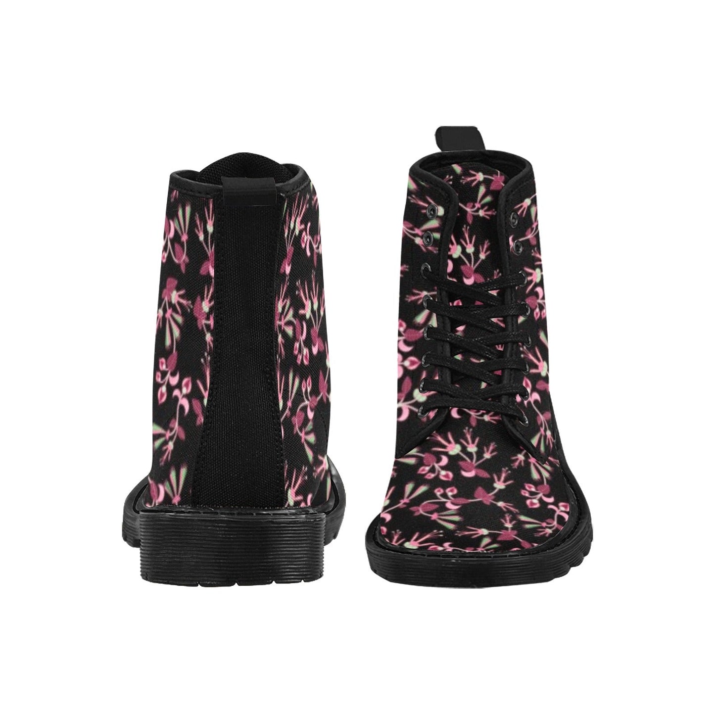 Floral Green Black Boots