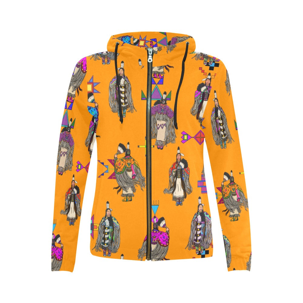 Women's Tradish Dancers Orange Full Zip Hoodie for Women