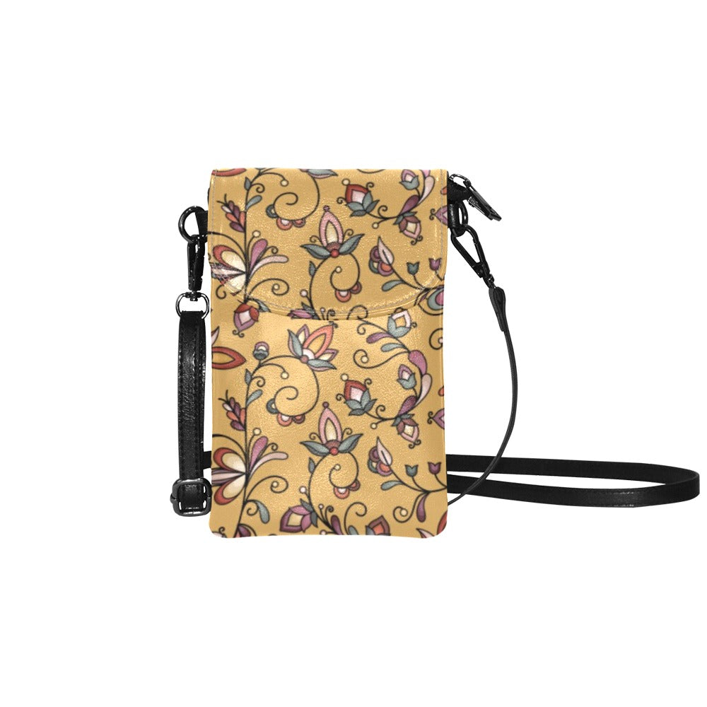 Burnt Sky Petals Gold Small Cell Phone Purse
