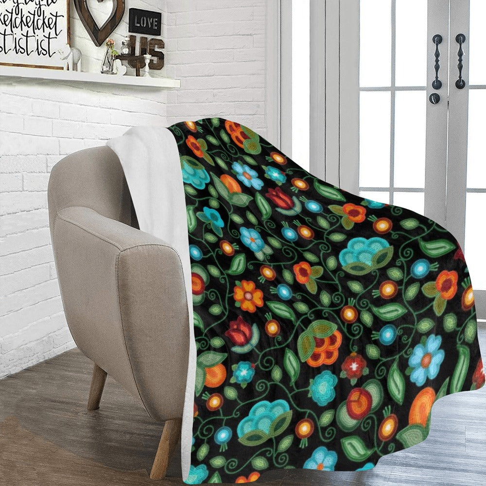Prairie Fire Petals Black X-Large Micro Fleece Blanket
