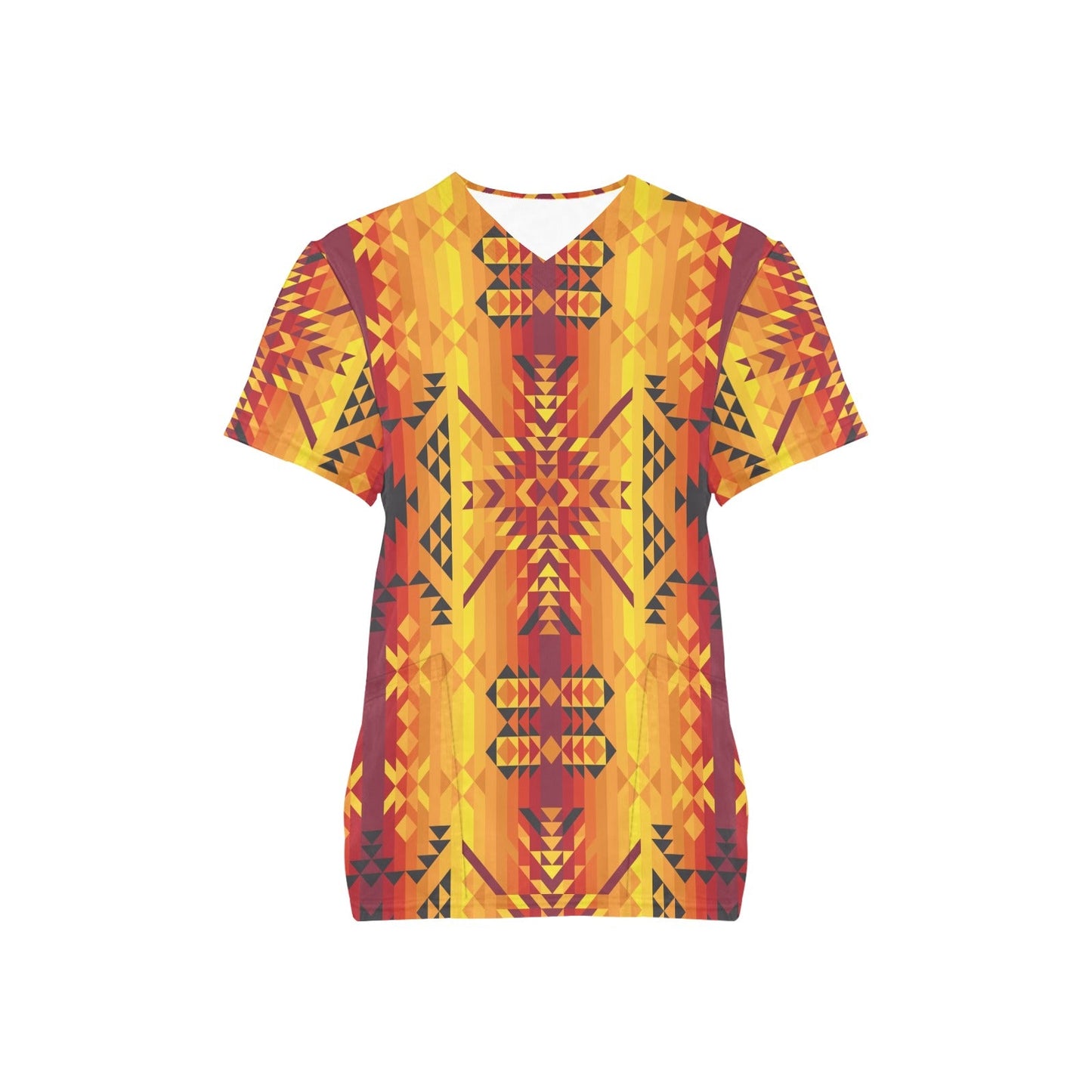 Desert Geo Yellow Red Scrub Top