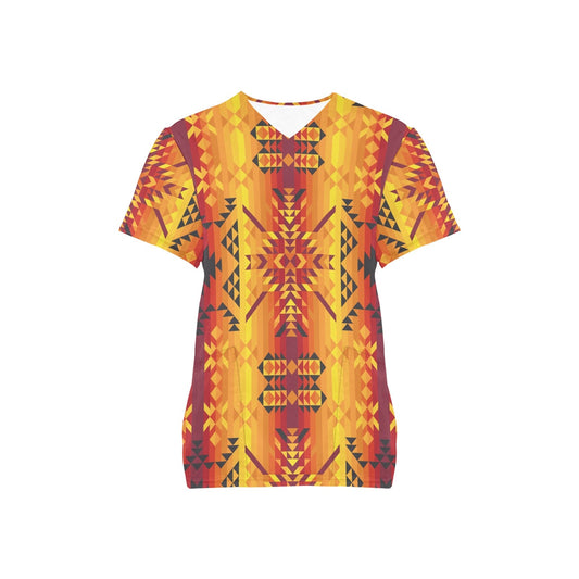 Desert Geo Yellow Red Scrub Top