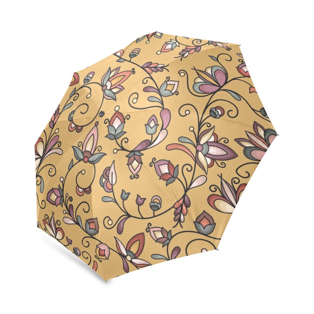 Burnt Sky Petals Gold Foldable Umbrella