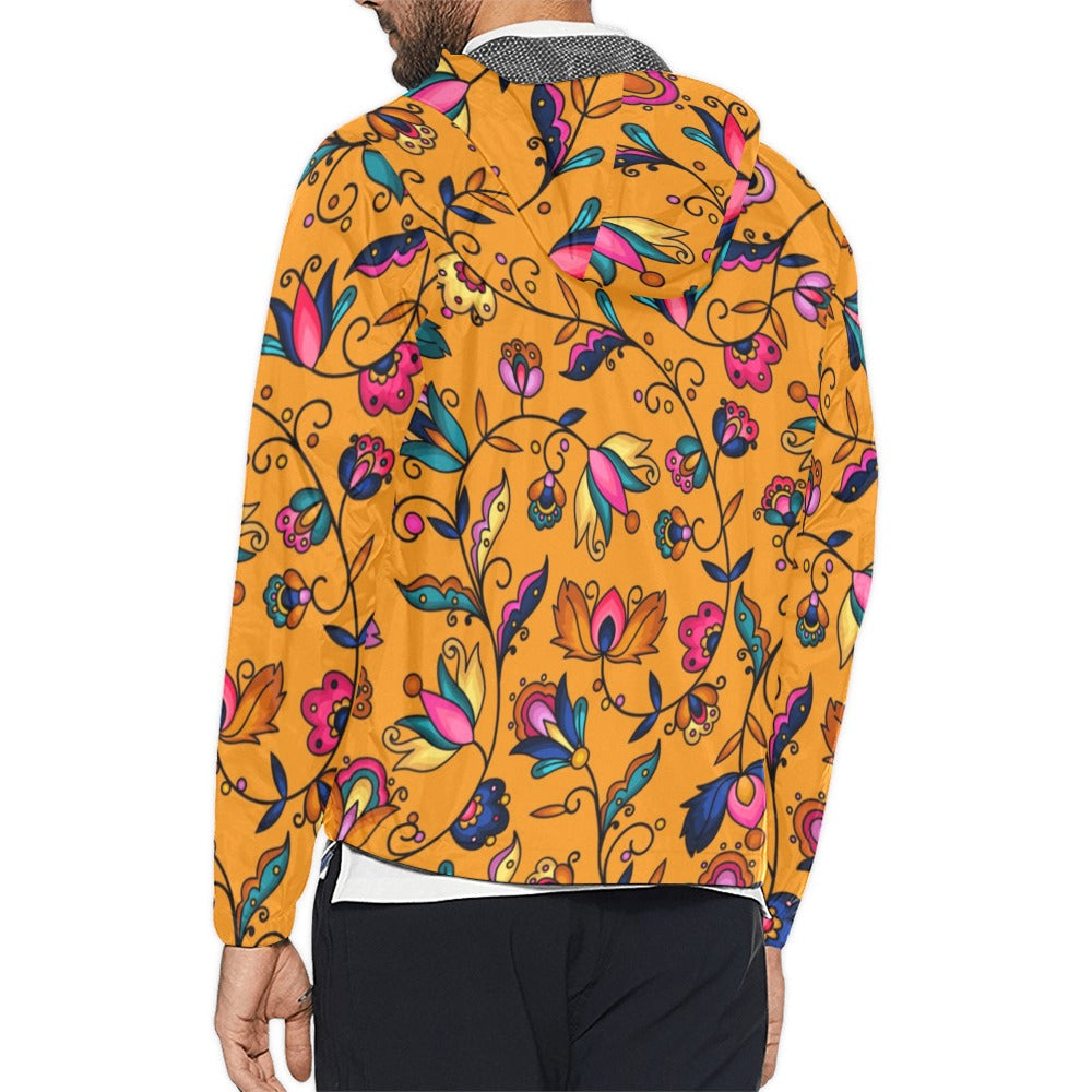 Copper Prairie Petals Orange Men's Windbreaker