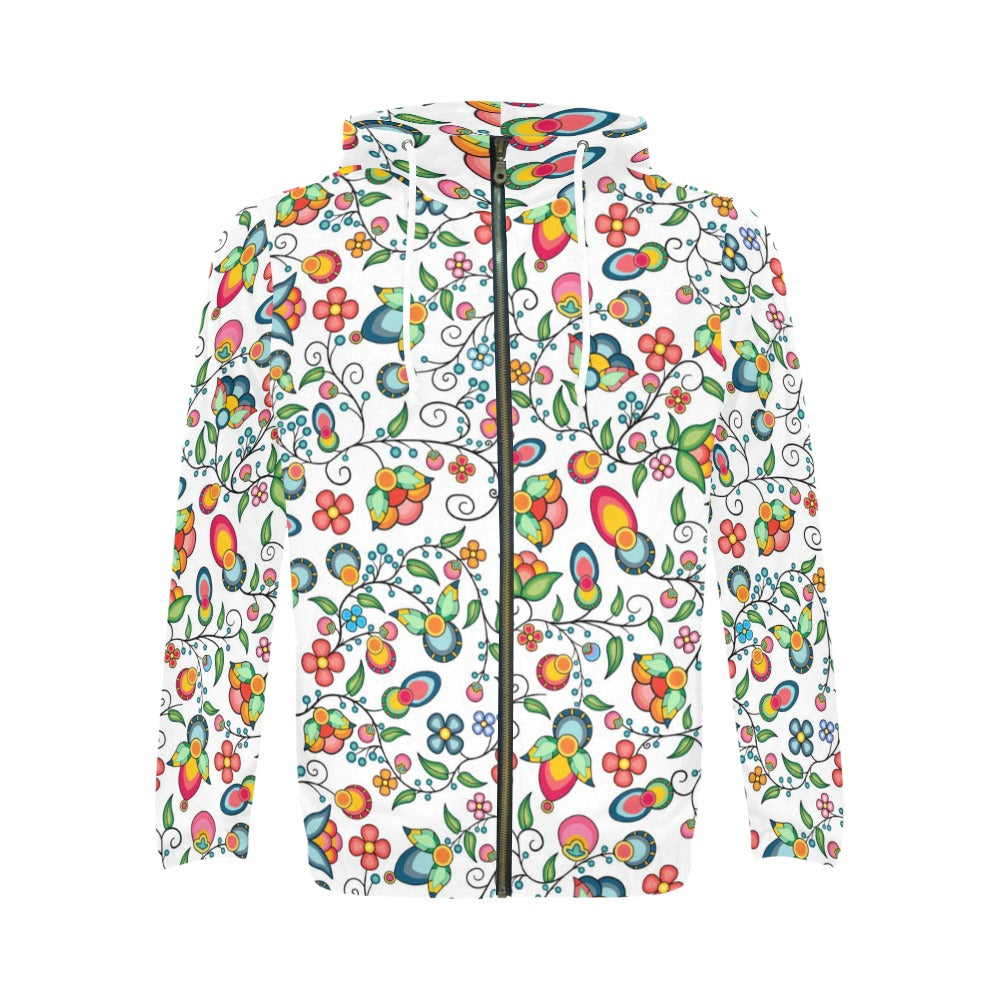 Floral Bounty White Men's Zipper Hoodie