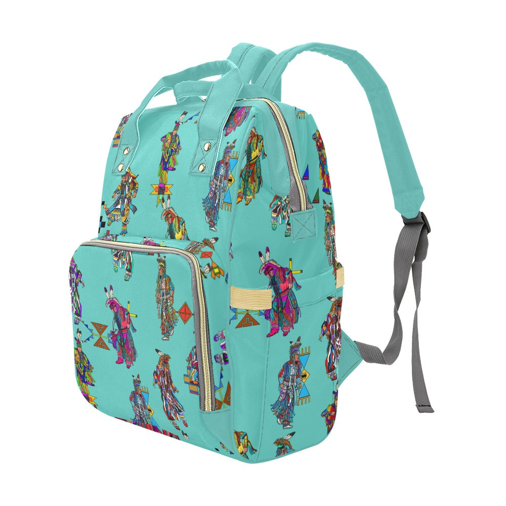 Men's Grass Dancers Eggshell Blue Multi-Function Diaper Backpack