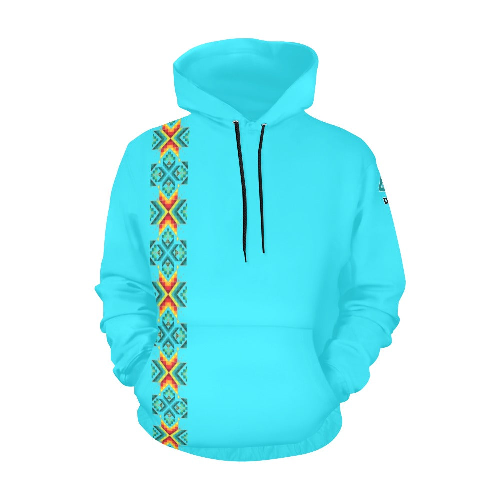 Turquoise Blanket Strip Hoodie for Men