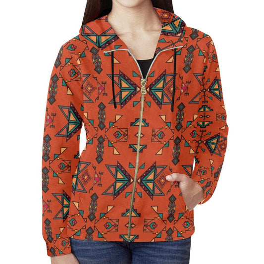 Arrow Dawn Orange Full Zip Hoodie for Women
