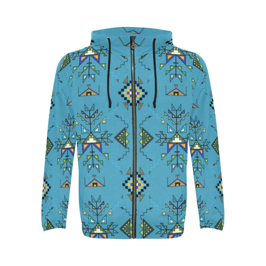 Bear Shield Blue Zip Hoodie