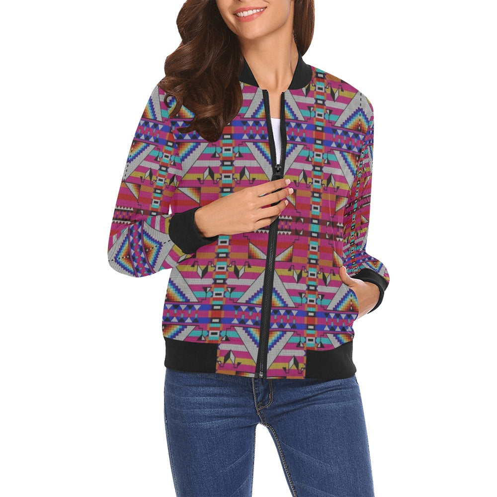 Medicine Blessing Pink Bomber Jacket for Women