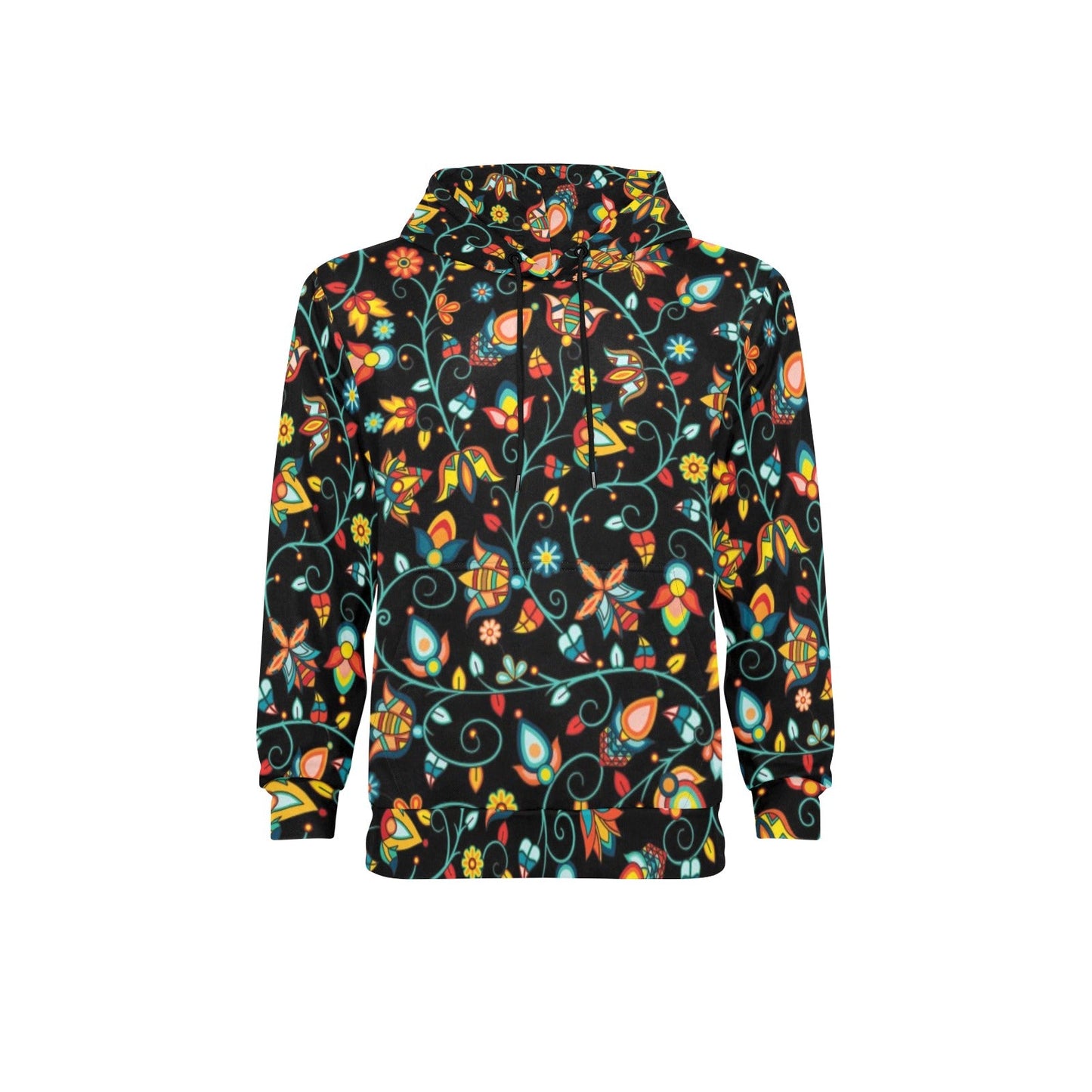 Thorny Path Black Men's Long Sleeve Fleece Hoodie