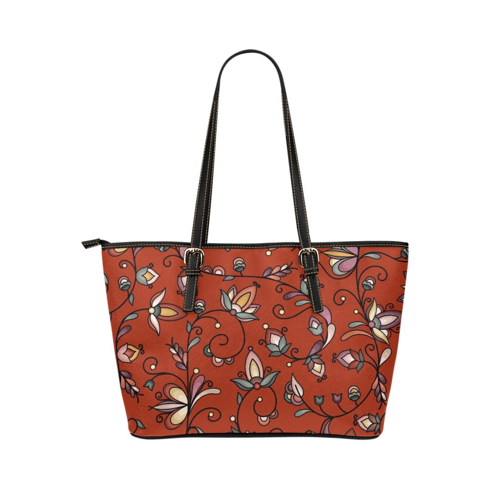 Burnt Sky Petals Red Leather Tote