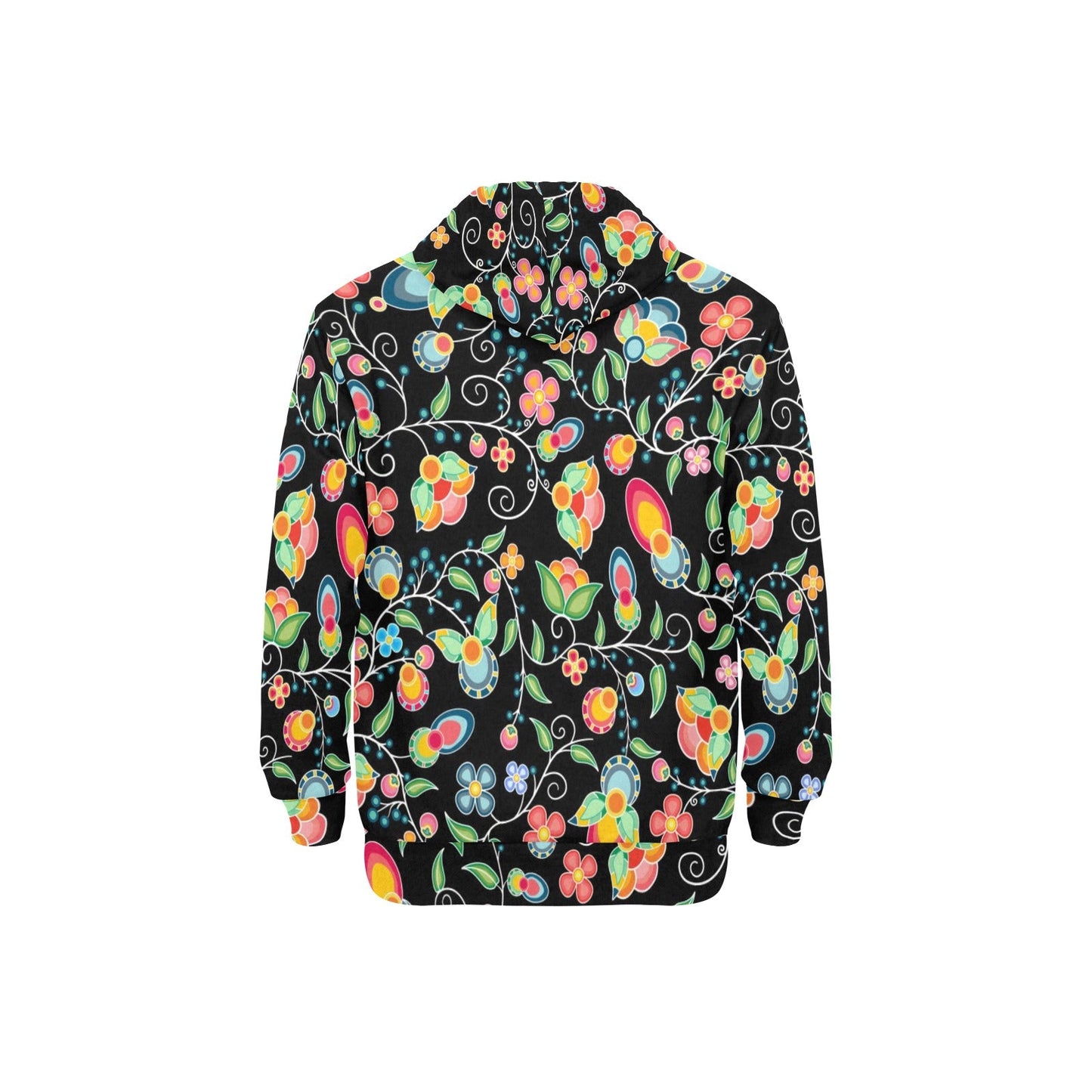 Floral Bounty Black Men's Long Sleeve Fleece Hoodie