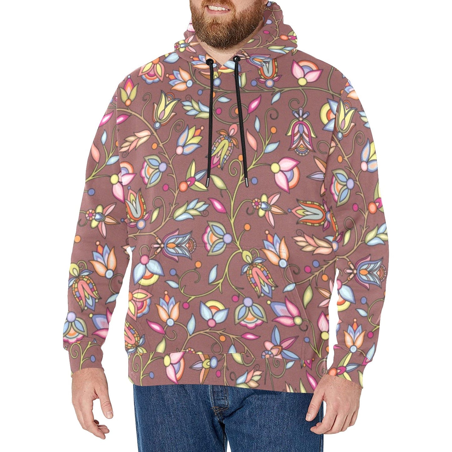 Buffalo Bloom Clay Men's Long Sleeve Fleece Hoodie