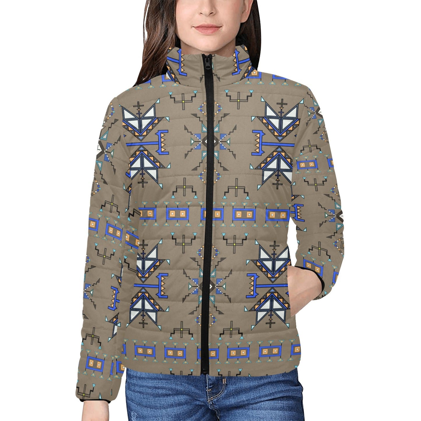 Eagle Strike Brown Women's Stand Collar Padded Jacket