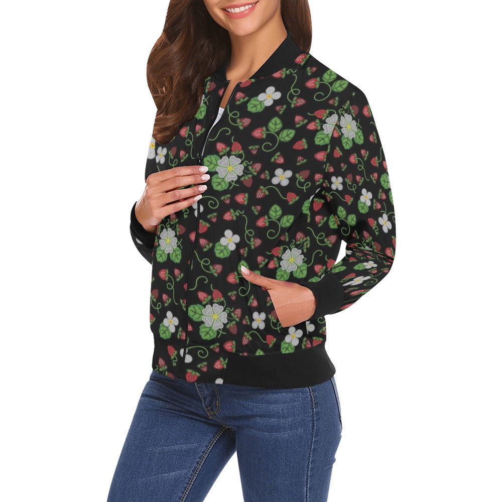 Strawberry Dreams Midnight Bomber Jacket for Women