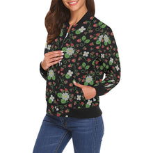 Load image into Gallery viewer, Strawberry Dreams Midnight Bomber Jacket for Women
