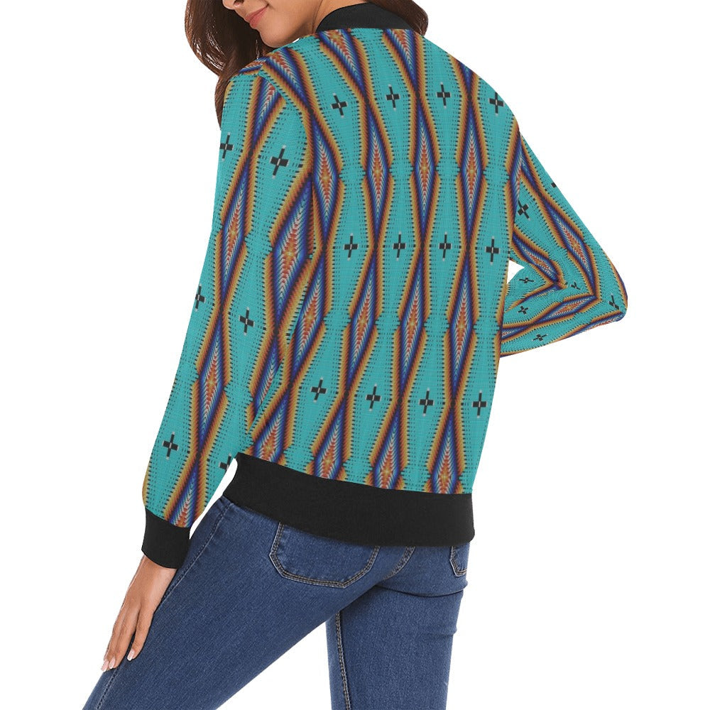 Diamond in the Bluff Turquoise Bomber Jacket for Women