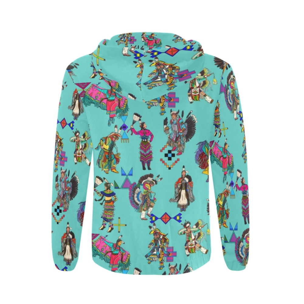 Grand Entry Dancers Eggshell Blue Zip Hoodie