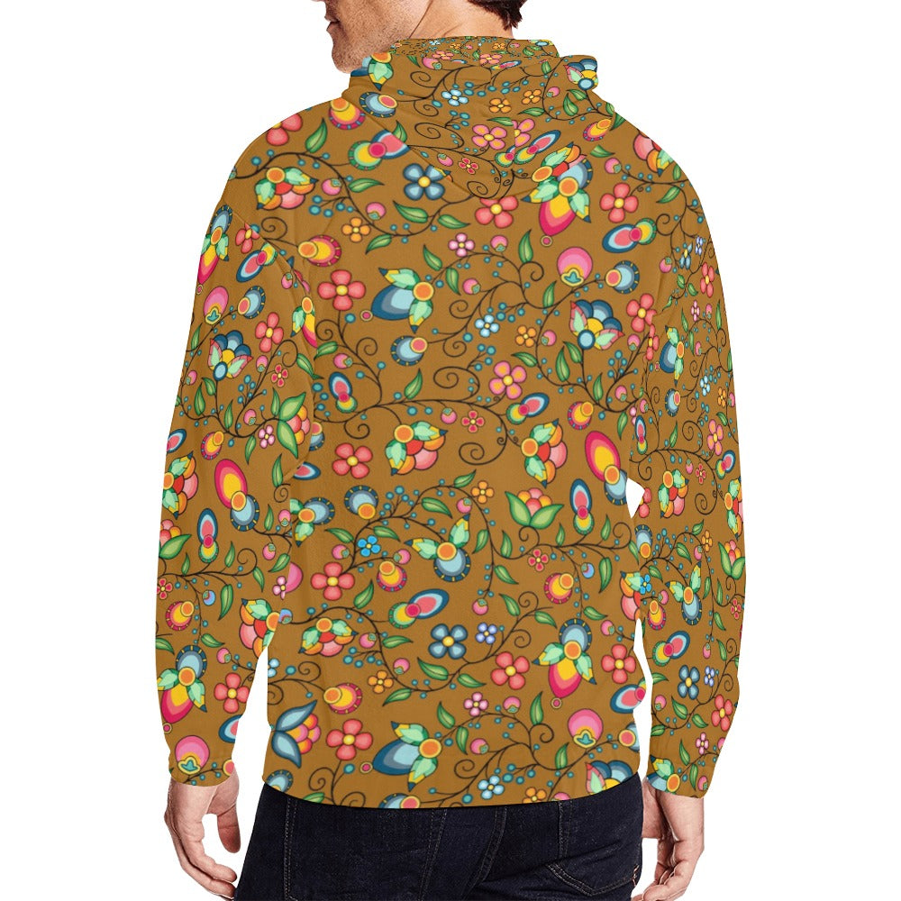 Floral Bounty Fall Leaves Men's Zipper Hoodie