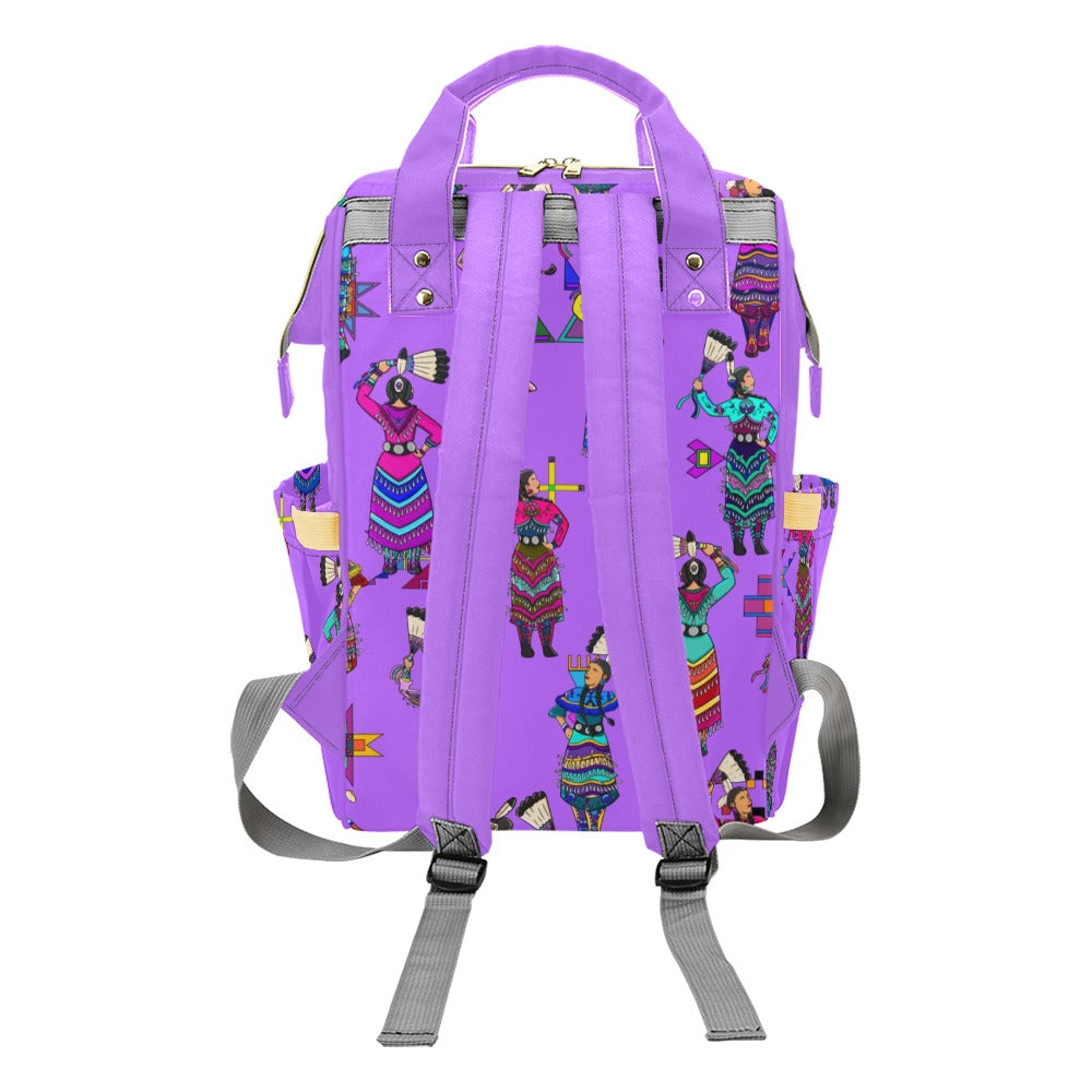 Women's Jingle Dancers Purple Multi-Function Diaper Backpack