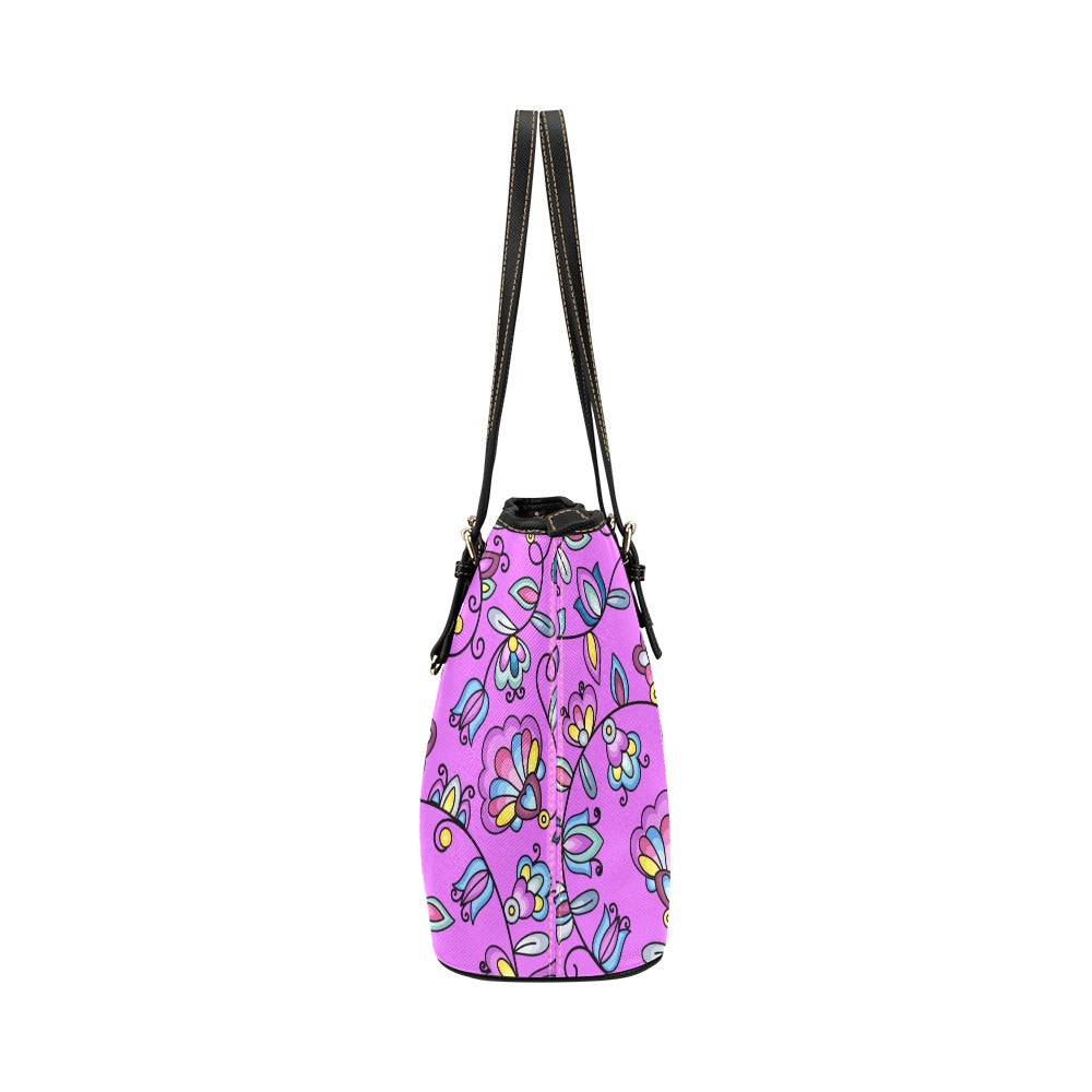 Autumn Bundle Blessing Purple Leather Tote