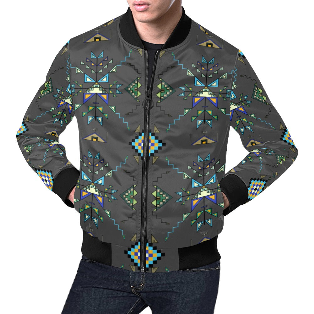 Bear Shield Dark Gray Bomber Jacket for Men