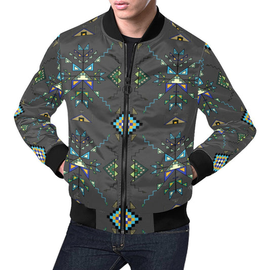 Bear Shield Dark Gray Bomber Jacket for Men