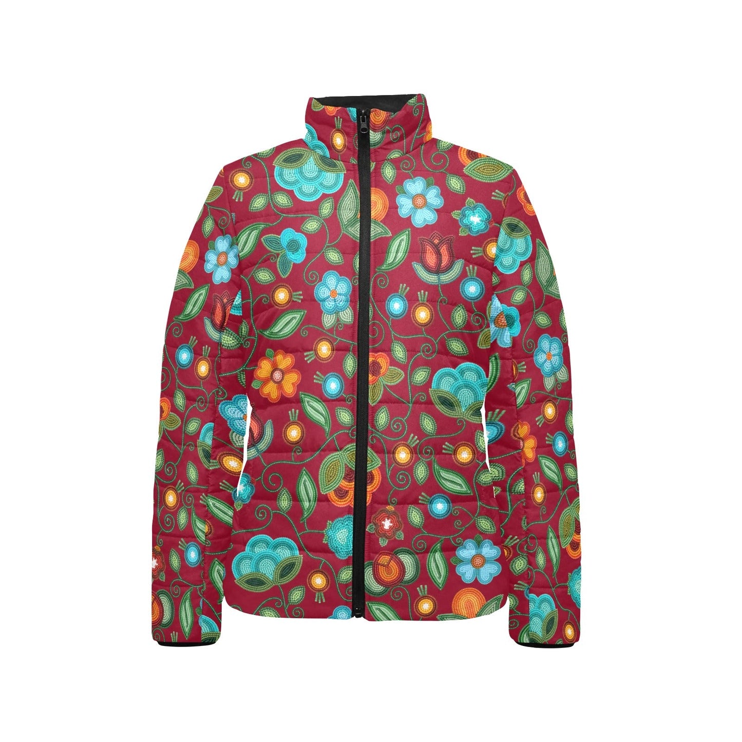 Prairie Fire Petals Red Stand Collar Jacket