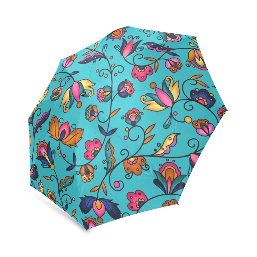 Copper Prairie Petals Turquoise Foldable Umbrella
