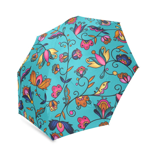 Copper Prairie Petals Turquoise Foldable Umbrella