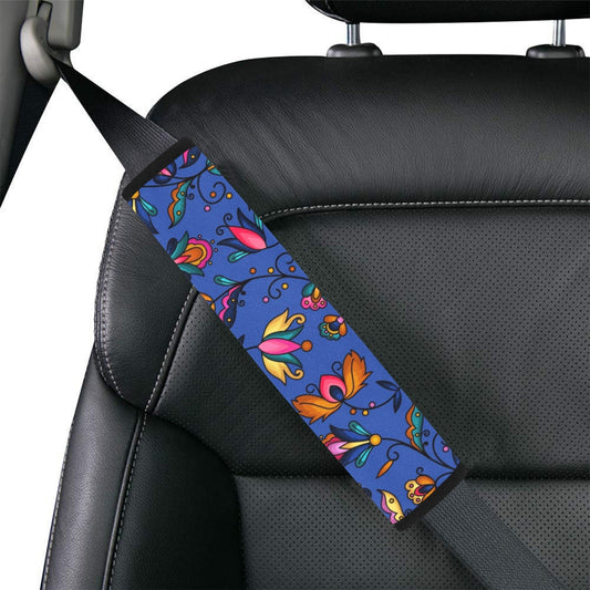 Copper Prairie Petals Blue Seat Belt Cover