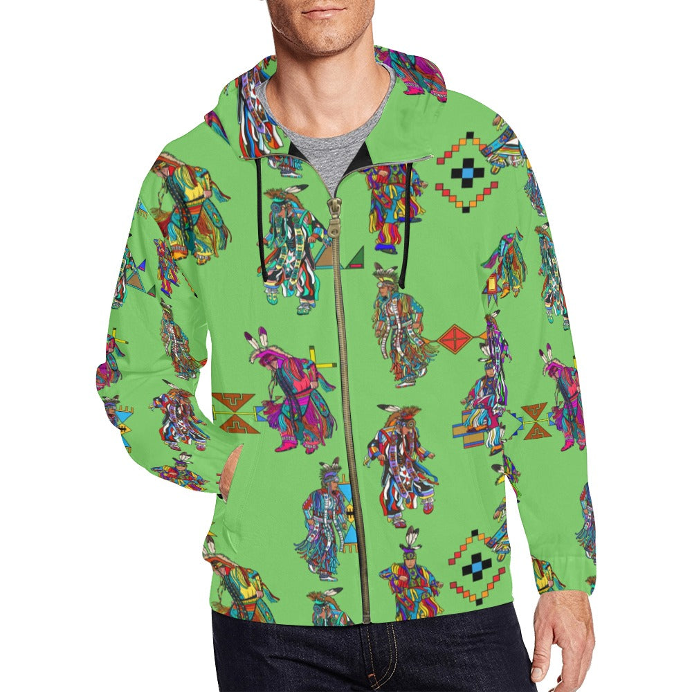 Men's Grass Dancers Grass Men's Zipper Hoodie
