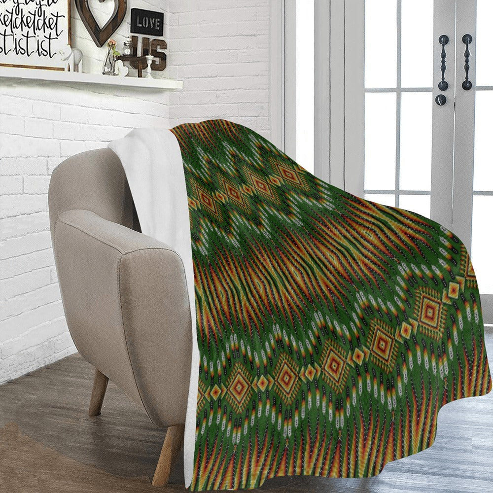 Fire Feather Green X-Large Micro Fleece Blanket