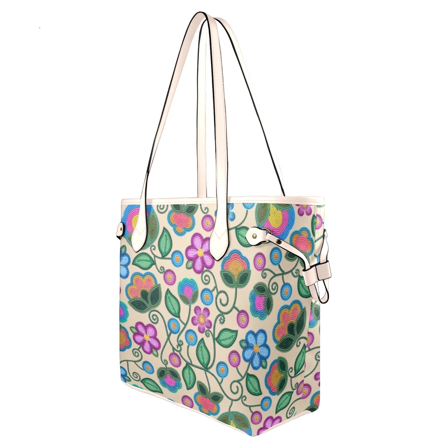 Turquoise Sunbeam Cream Clover Canvas Tote