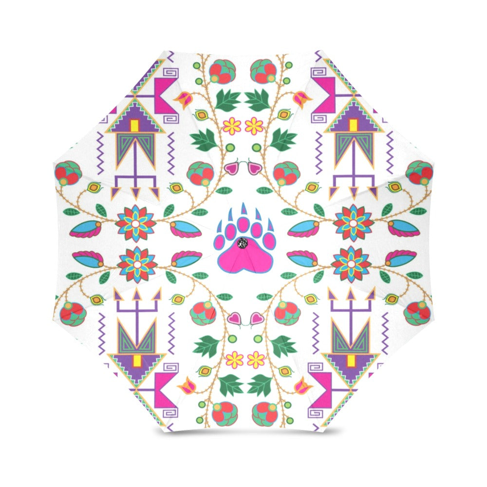 Geometric Floral Fall White Foldable Umbrella