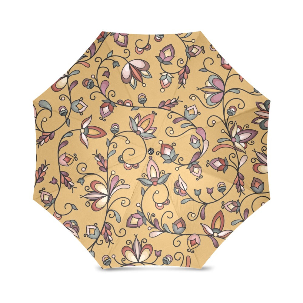Burnt Sky Petals Gold Foldable Umbrella