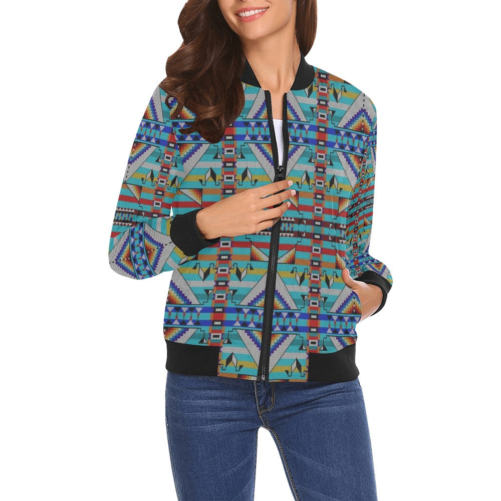 Medicine Blessing Turquoise Bomber Jacket for Women