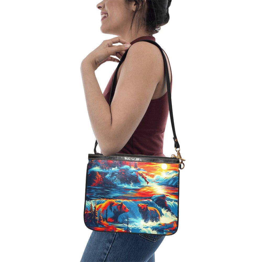 Fishing Bears 2 Small Shoulder Bag