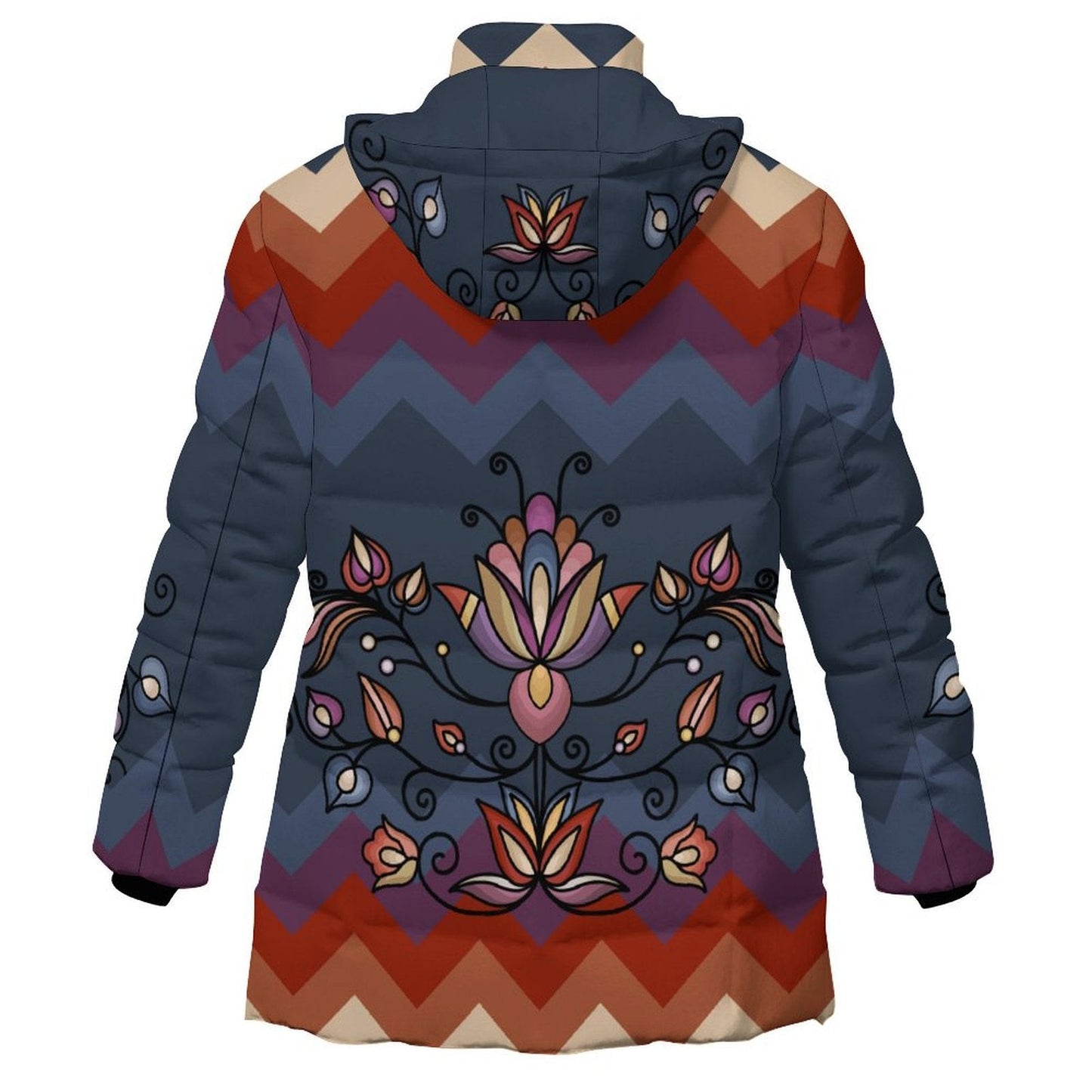 Ember Blossom Women's Hooded Puffer Coat