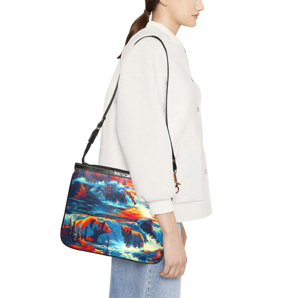 Fishing Bears 2 Small Shoulder Bag